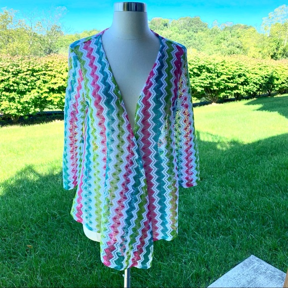 Ruby Rd. Open Front Knit Colorful Cardigan - Picture 6 of 16